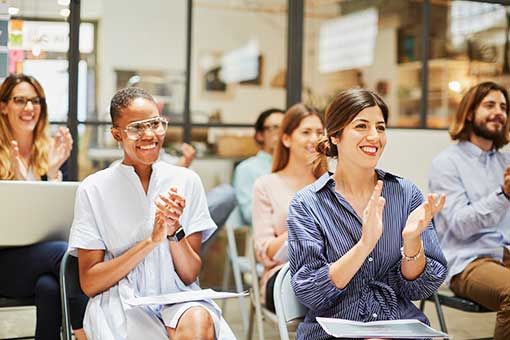 Group in a classroom at presentation